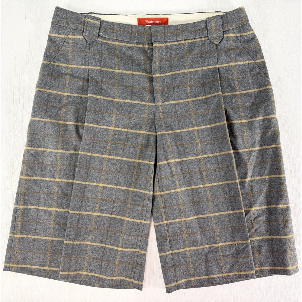 Anthropologie Crop Wide Leg Culotte Shorts Brushed Plaid by Cartonnier Women 10